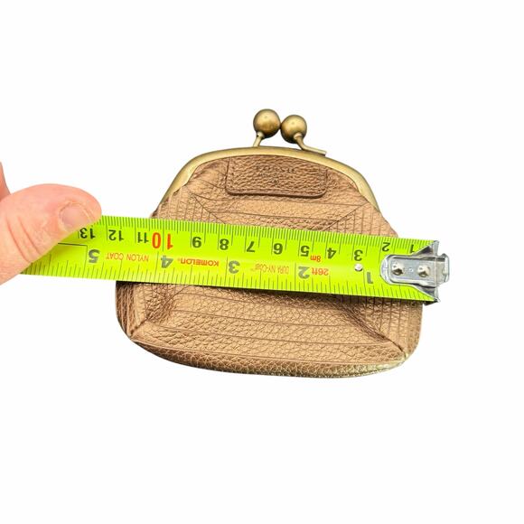 Fossil Metallic Leather Kiss Lock Coin Purse Wallet Brass Frame - Picture 7 of 12